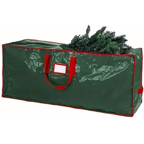 Sac Rangement Sapin Noël Grand Format PVC Rectangulaire - Fermeture Éclair Poignée Solide - Rangement Décorations Intérieur Extérieur vert (1/4)