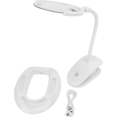 Lampe Loupe 6 LED 2 Vitesses Lentille Optique Pliable Base Stable Réglable pour Maison Bureau École (1/5)