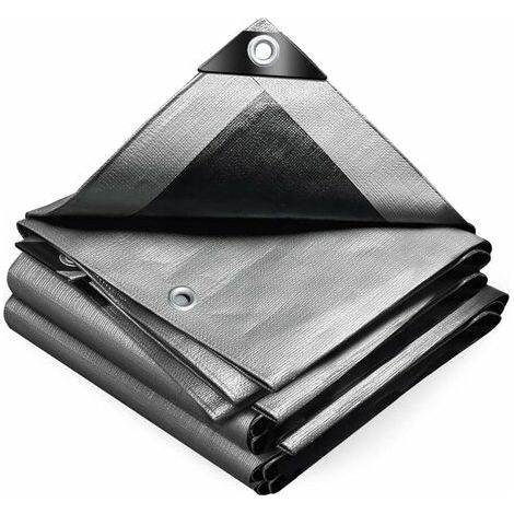 Bâche de Protection en Polyéthylène 240g/m² Bâche Imperméable Ultra Lourde et Résistante Revêtue des Deux côtés avec Oeillets en Aluminium Couverture Étanche pour Jardin, Piscine 3x5m