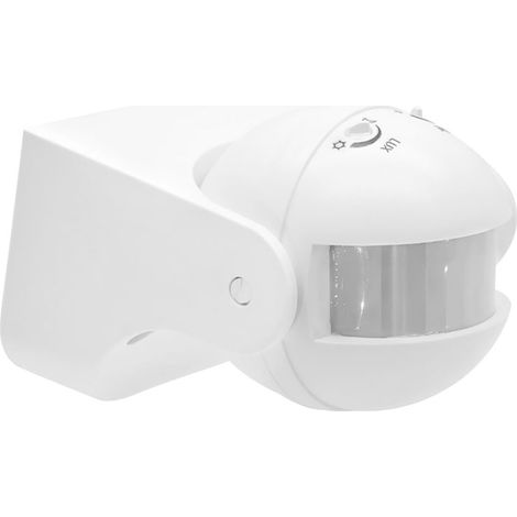 Interrupteur de sécurité extérieur à détecteur de mouvement infrarouge PIR 180° IP44, 220-240 V CA, portée max. 12 m, intensité lumineuse 3-2000 LUX, économie d'énergie. (1/2)