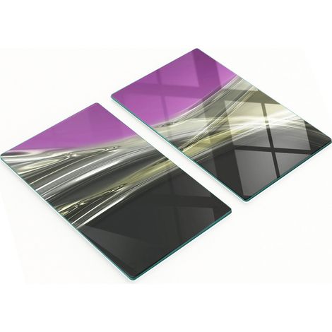 Tablas de servir de cristal para cocina con dise帽o de olas plateadas, 2 x 30 x 52 cm.