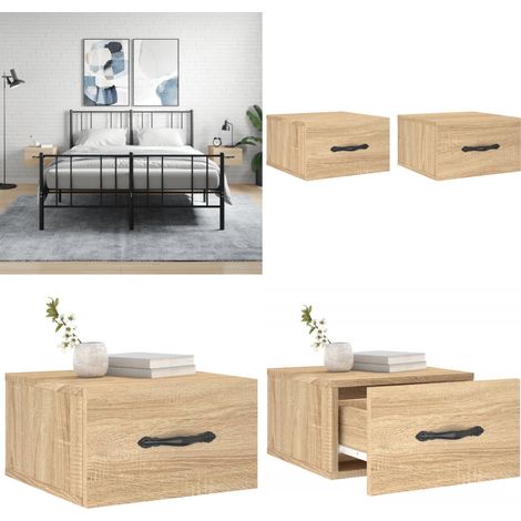Wand-Nachttische 2 Stk. Sonoma-Eiche 35x35x20 cm - Wandmontage - Holz Nachttisch (1/5)