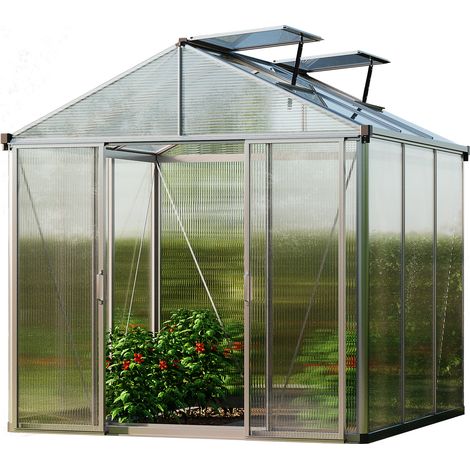 GFP Gewächshaus TITAN 21 aus Alu 222x222 cm, starke 10 mm Doppelstegplatten formstabil und witterungsbeständig