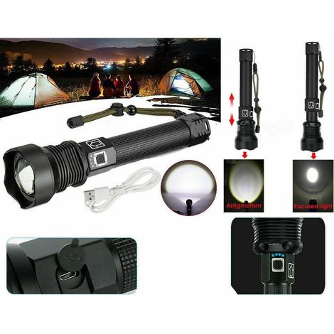 TrAdE Shop Traesio - Torcia 258000w Tattica/militare Led T6 Ricaricabile Zoom Doppia Batteria P516-p70 - (1/5)