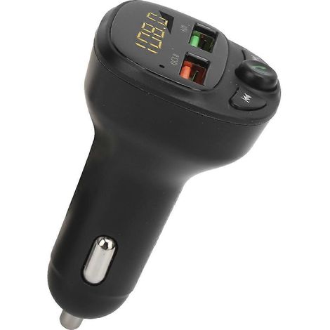 Dual-USB-FM-Transmitter fürs Auto, Bluetooth 5.0, QC 3.0, LED-Display, kabellose Freisprecheinrichtung, Sprachansage, 12–24 V