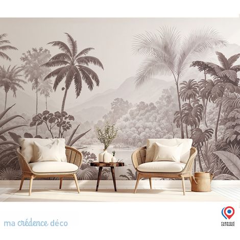 Papier peint : Fresque tropicale et montagne 3 - Intissé - 200 cm - 280 cm (1/5)