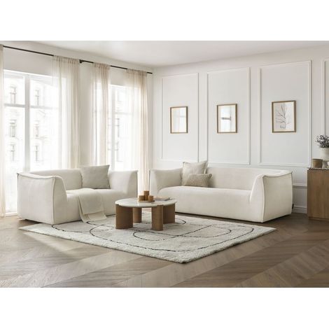 BOBOCHIC - Ensemble canapé droit fixe 3 + 2 places GIORGIA velours côtelé Beige (1/5)
