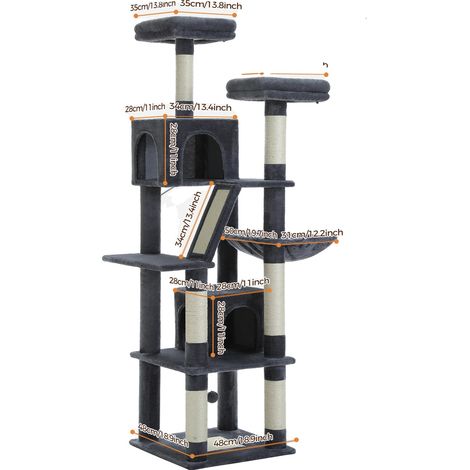 Arbre à chat, design multi-niveaux, caractéristiques interactives, AMT0239DGY, XL-c (1/2)