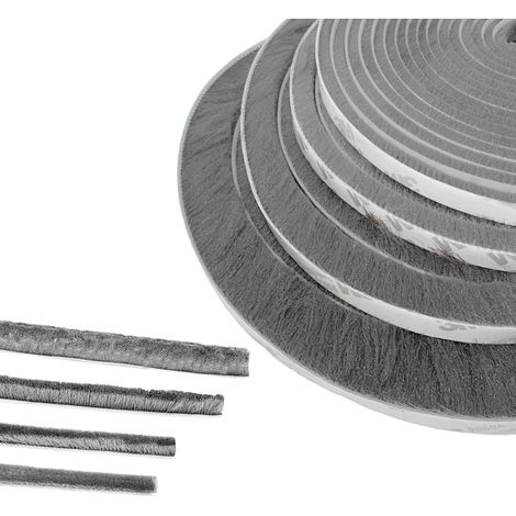 Joint Brosse Porte, 5 M(L) x 9 mm(B) x 23 mm(D), Gris, Joint Fenetrepour Lsolation Phonique Porte, Joint Brosse Adhesif, Joint Brosse Porte Coulissante, Joint Brosse Moustiquaire (1/5)
