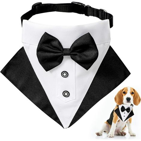 Bandana smoking pour chien, bandana de cérémonie pour mariage, nœud papillon ajustable pour animaux de compagnie, idéal pour les déguisements de mariage et d'anniversaire. (1/5)