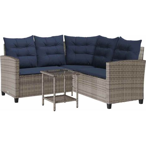Maison Exclusive - Sofá de jardín en forma de L con mesa y cojine (1/5)