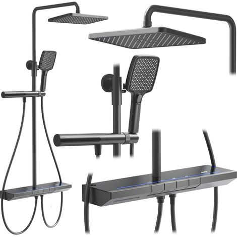 Colonna Doccia Termostatica REA Pedro Titanium con Soffione a Pioggia e Doccetta (1/5)