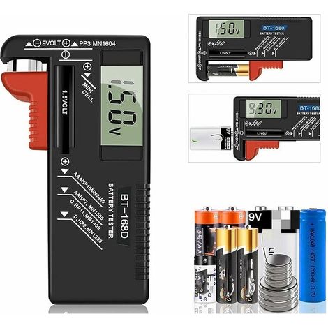 Testeur de Piles numérique,Testeur de Piles Universel,Batterie Testeur,pour AA, AAA, C, D, PP3, 9V, 1.5V, Piles Bouton - Fonctionne sans Pile (1/5)
