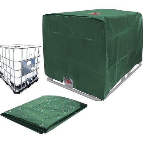 Housse de radiateur - Convient aux réservoirs d'eau extérieurs IBC de 1000 L - Imperméable et anti-poussière - Tissu Oxford - Protection solaire - Outils d'extérieur - Vert (1/5)
