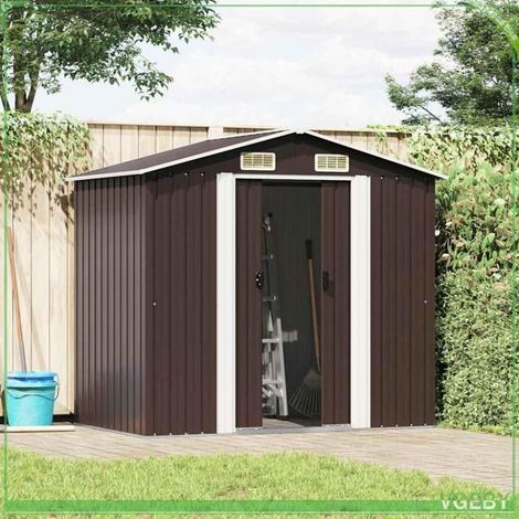 Abri de stockage pour jardin - FAFEICY - 47029 - Acier galvanisé - 204x132x186 cm - Portes coulissantes doubles (1/5)