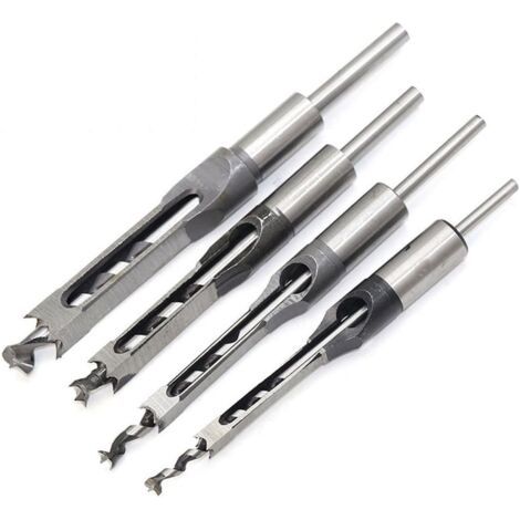 4-teiliges Meißel-Set, Vierkantbohrer, Stahlhohleisen, Holzbearbeitungswerkzeug-Set (1/4 - 1/2 - 5/16 - 3/8 Zoll)