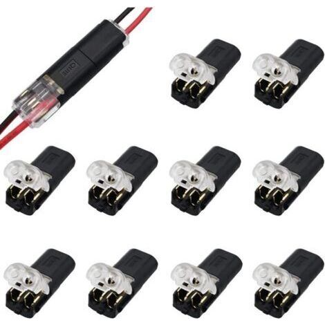 Low Voltage Wire Connectors, 10 Pack 2 Pin Electrical Wire Connector for 18-22 AWG Cable (1/4)