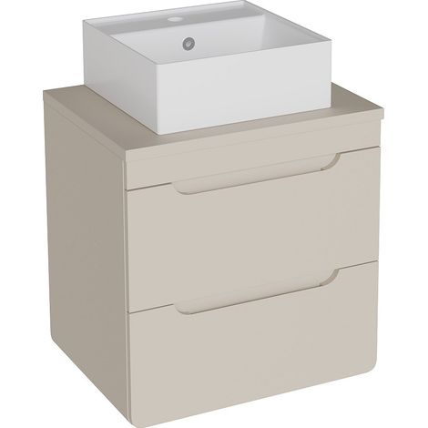Mobile bagno sospeso con lavabo da appoggio quadrato Beige 60 cm - ARUBA