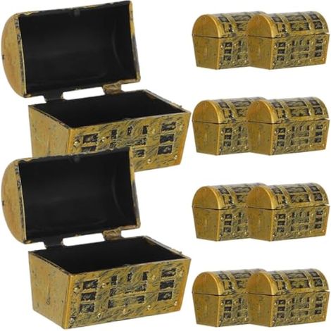Gadpiparty Lot de 10 mini coffres trésor de pirate en plastique avec finition dorée
