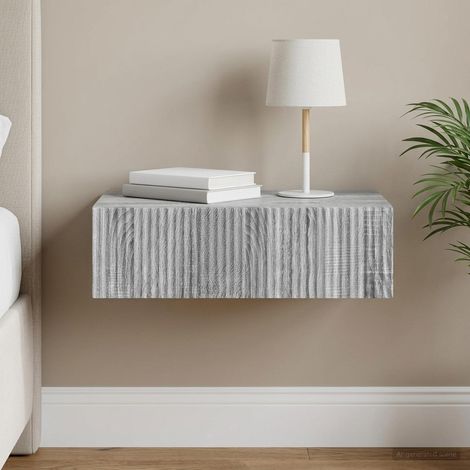 vidaXL Mesa Lateral Montada en la Pared 59 x 34,5 x 17 cm Gris Sonoma (1/5)