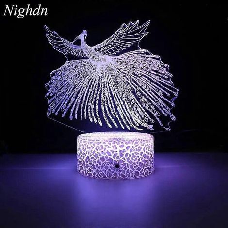 Veilleuse LED acrylique Nighdn Paon, cadeau idéal pour femme, maman, grand-mère, épouse, lampe de table USB à 7 couleurs changeantes, décoration pour la maison et la chambre (1/5)