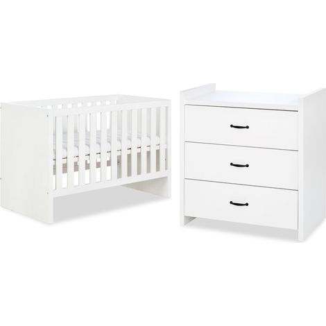 Lit bébé et Commode à langer LittleSky by Klups Amelia White Blanc