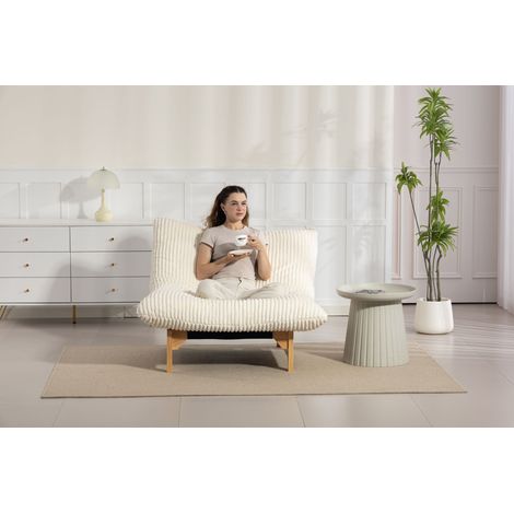 Fauteuil poire adulte, siège d'appoint sans accoudoirs, fauteuil décontracté en tissu cordon, avec dossier, pour salon et chambre, place unique (1/5)