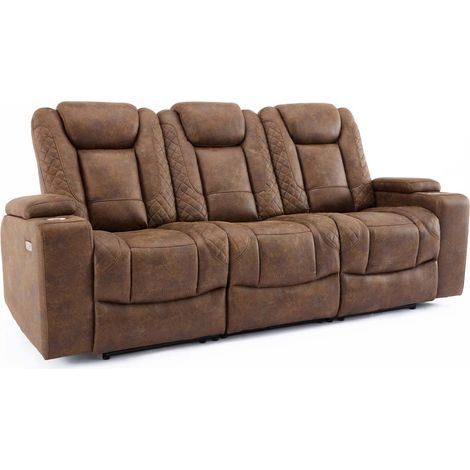ASHTON 3 SEATER FABRIC AUTO RECLINER SOFA (1/5)