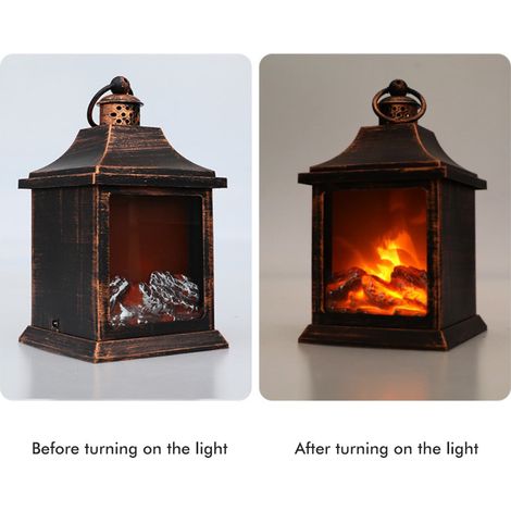 Lanterne de cheminée multifonctionnelle, lampe de cheminée de Noël avec effet bûches LED, lampe de table pour l'intérieur ou l'extérieur (1/5)