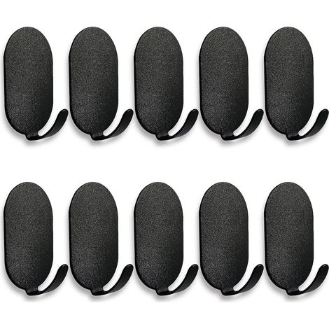 Crochets muraux Crochets porte-serviettes crochets adhésifs noir 10 pièces, crochets crochets porte-serviettes auto-adhésifs sans perçage Porte-serviettes en acier inoxydable pour cuisines salles de b (1/4)