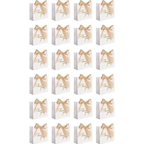 Lot de 24 Petits Sacs-Cadeaux de Remerciement, Sacs de Cadeaux, BoîTes à Friandises avec Ruban Doré, Sacs-Cadeaux en Papier,F (1/4)