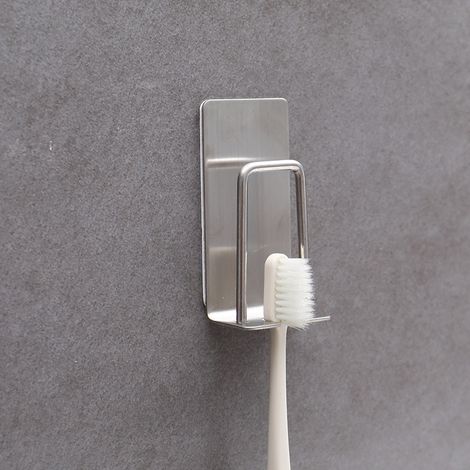 Lot de 4 porte-brosses à dents en acier inoxydable - Fixation murale - Pour tasses, tasses, brosses à dents - étanches et auto-adhésifs - Sans perage - Pour salle (1/4)