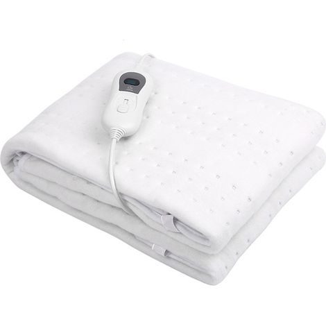 Cubrecolchón eléctrico doble calefactable de 150 x 80 cm con apagado automático  Manta térmica - 2 zonas de temperatura  Calientacolchón ajustable con 3 niveles de temperatura (1/5)