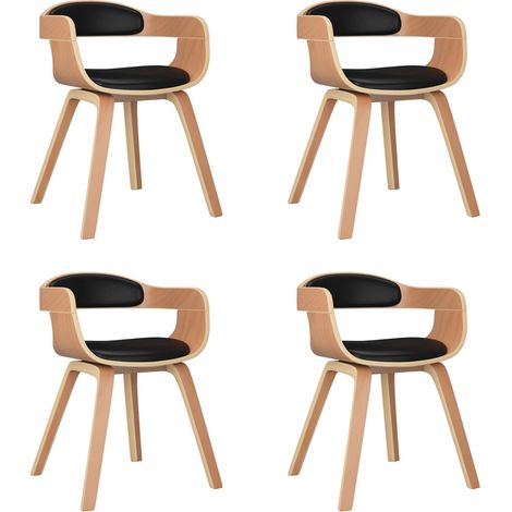 Maison Exclusive - Esszimmerstühle 4 Stk. Schwarz Bugholz und Kun