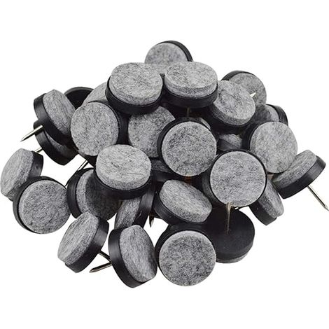 QAZQA Patin Chaise a Clouer, Patins à vis en Feutre, 40 Pcs Clous Patins de Meuble, Patins Glisseurs Rond 18mm Tampon Chaise, Patins Meubles en Feutre Tampons pour Meubles, noir
