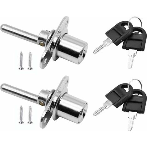 2 Pièces Serrure à Tiroir avec Clé pour Meubles Serrure à Piston pour Classeurs Armoire Vitrine, Diamètre 16 mm, Longueur 61 mm (Argent)-LIAIKI (1/5)