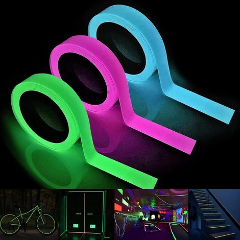 Ruban Autocollant Fluorescen, 3M1CM Glow in The Dark Tape, Bande Réfléchissante, pour décorer la scène, Le Garage, Les Escaliers(3pcs) (1/5)