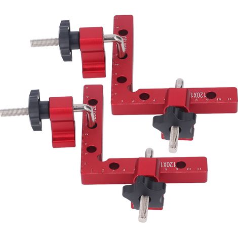 Équerre de positionnement 120 mm aluminium pour menuiserie coffret 2 règles + 14 accessoires gravure mm pouces (1/5)