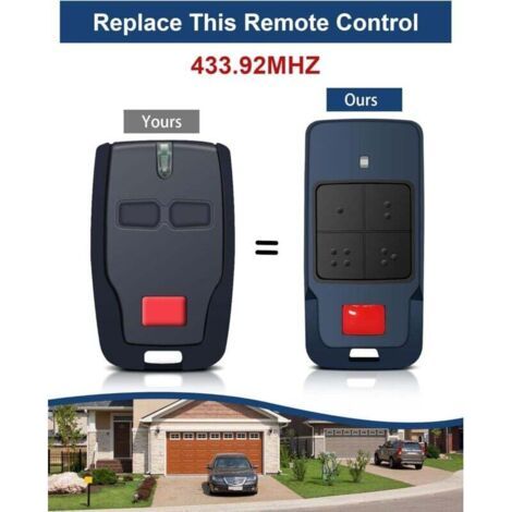 NALOOKAMIC 433.92 MHz Telecommande Portail pour MITTO 2/4, MITTO 2A/4A, MITTO B RCB 02/04, KLEIO B RCA 02/04, TRC1 / TRC2 / TRC3, 2 Canaux, Rolling Code, Télécommande Porte de Garage (3PCS-4)