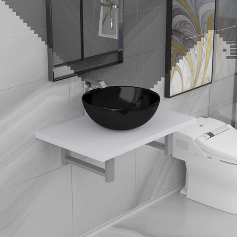 Conjunto de muebles de baño 2 piezas cerámica blanco vidaXL