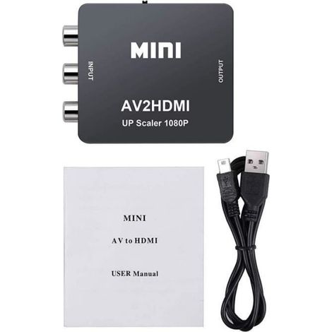 Adaptateur RCA vers HDMI - Zamus - Mini AV - 1080P - Compatible PS2 et Wii - Noir (1/4)
