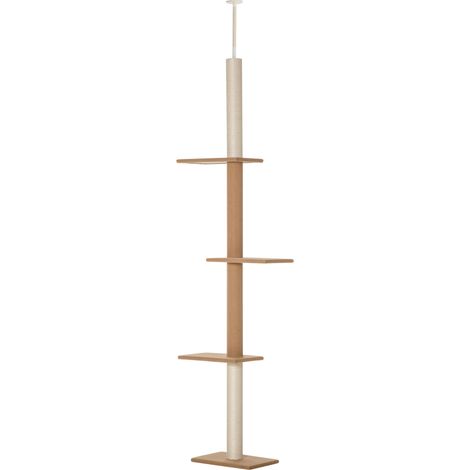 Kratzbaum deckenhoch Höhe 228-260 cm Katzenbaum mit Plattformen mehrstöckiger Katzenkratzbaum Kletterbaum für kleine & große Katzen, Khaki (1/5)