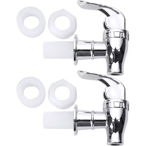 2Pcs Stainless Steel Barrel Taps for Wine Dispenser, Replacement for Beverage Bottles, Beer Cans, Coffee Maker, Milk Bucket, Silver B 17mm (1/5)