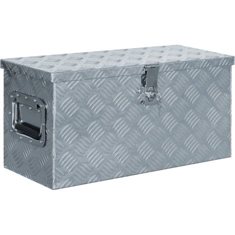 Boîte en aluminium-Coffre de rangement-Stockage Rangement 61,5 x 26,5 x 30 cm Argenté 722762 (1/5)