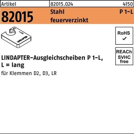 Arandela de compensación R 82015 GTW 40 P1 M12/6,0 acero galvanizado en caliente 1ud. LINDAPTER (1/2)