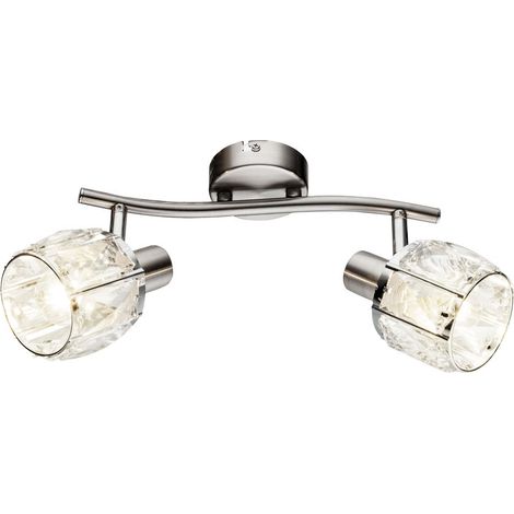 Decken Lampe Glas Kristall Leuchte Wohn Zimmer Chrom Spots verstellbar im Set inkl. LED Leuchtmittel