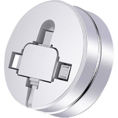 1 Câble rétractable 3 en 1, connecteurs USB-C Micro USB, support téléphone, charge rapide, voyage bureau voiture (1/5)