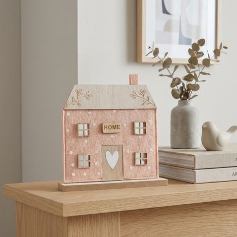 Decorative Felt Pink House Ornament (1/2)