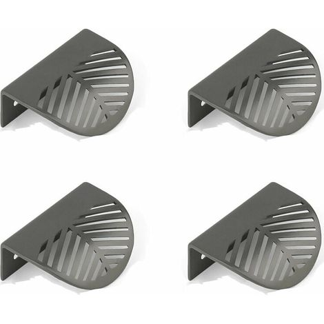 Lot de 4 poignées d'armoire en feuille en laiton noir poignées de meubles de cuisine tiroir unique poinçon gratuit en alliage de Zinc cuivre brossé (1/5)