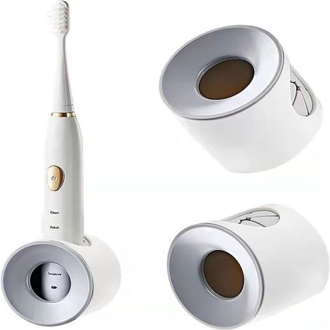 Lot de 3 supports muraux pour brosses à dents électriques, fixation sans perçage, coloris gris (1/5)